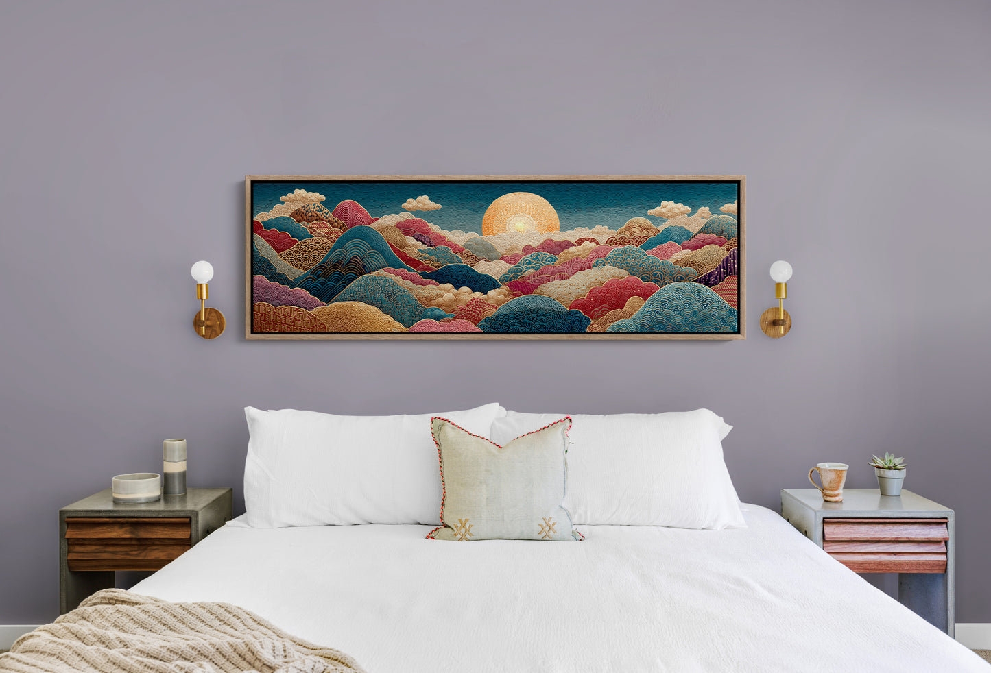 Ornate Sunrise Over Patterned Hills