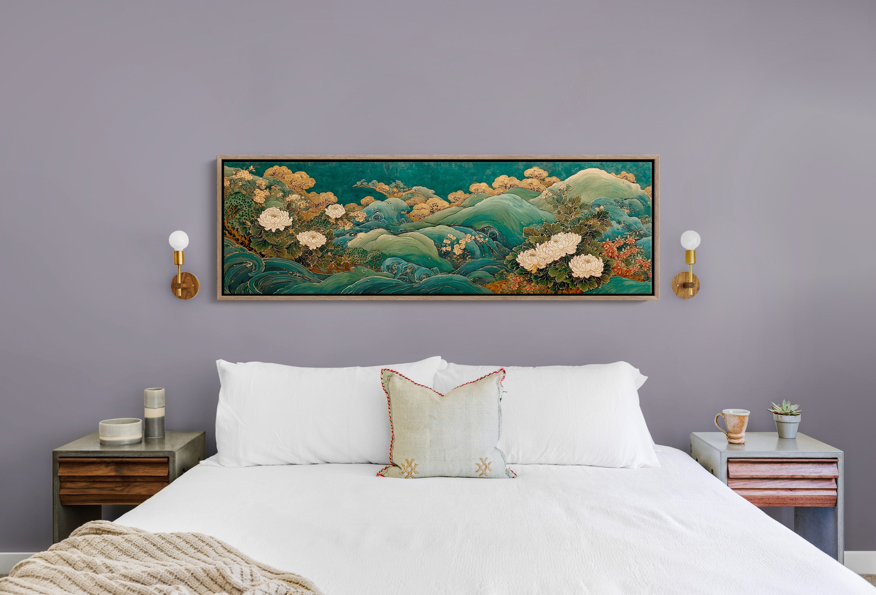 Golden Blooms Above Emerald Waves