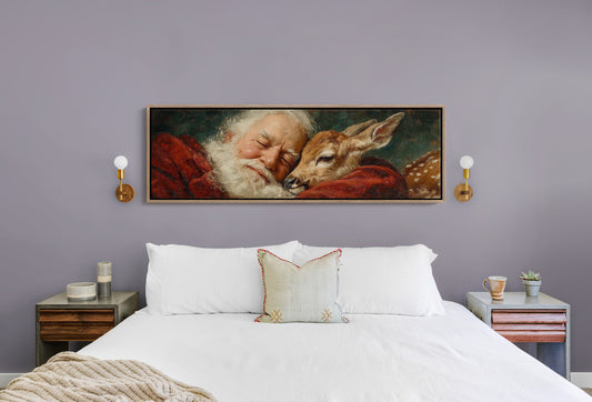 Santa’s Gentle Moment with a Fawn