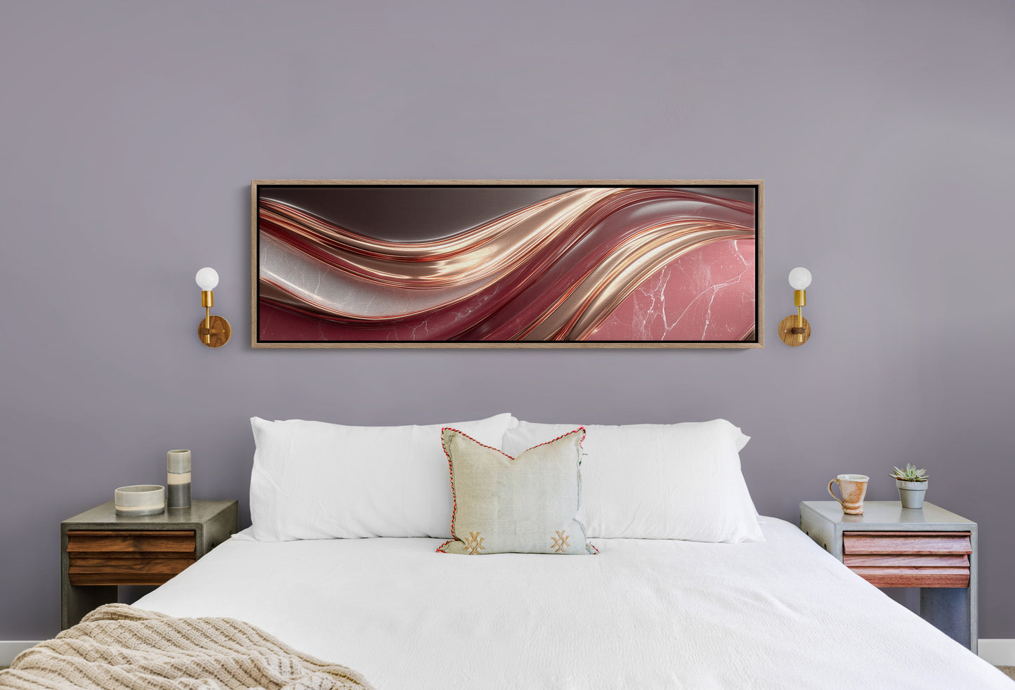 Flowing Copper Waves in Crimson Stone
