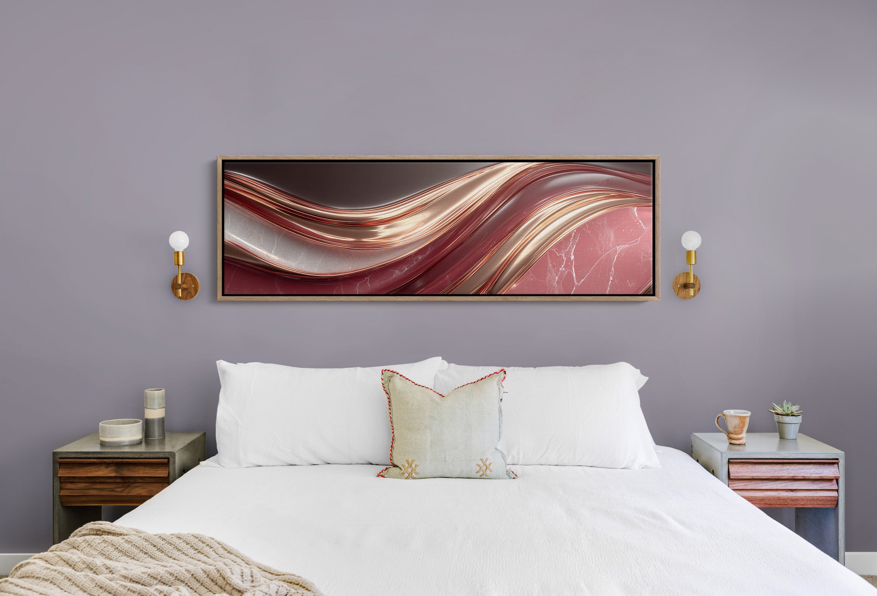 Flowing Copper Waves in Crimson Stone