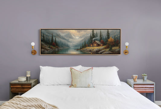 Cabin Glow In Misty Mountain Valley