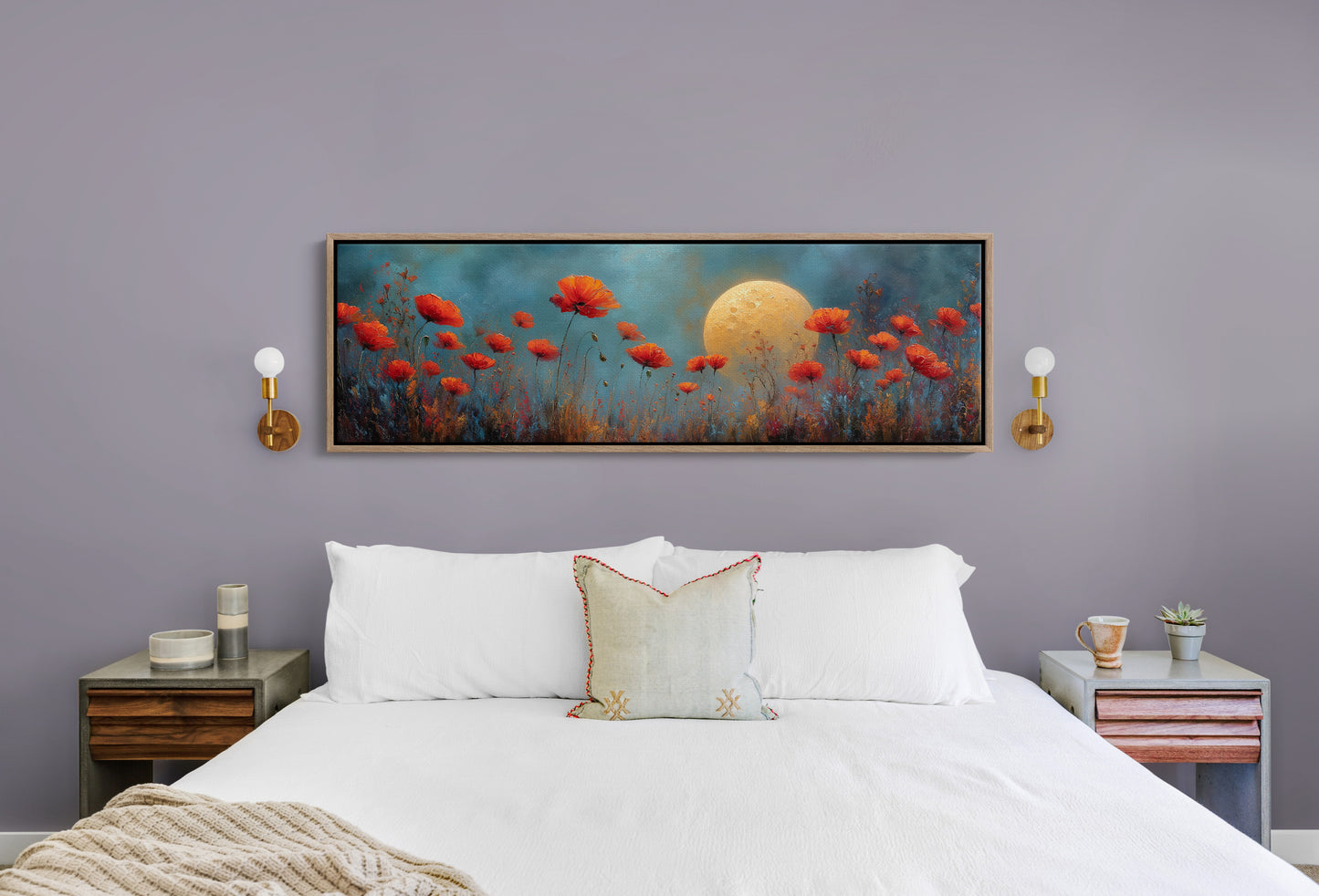 Moonlit Red Poppy Field Dreamscape