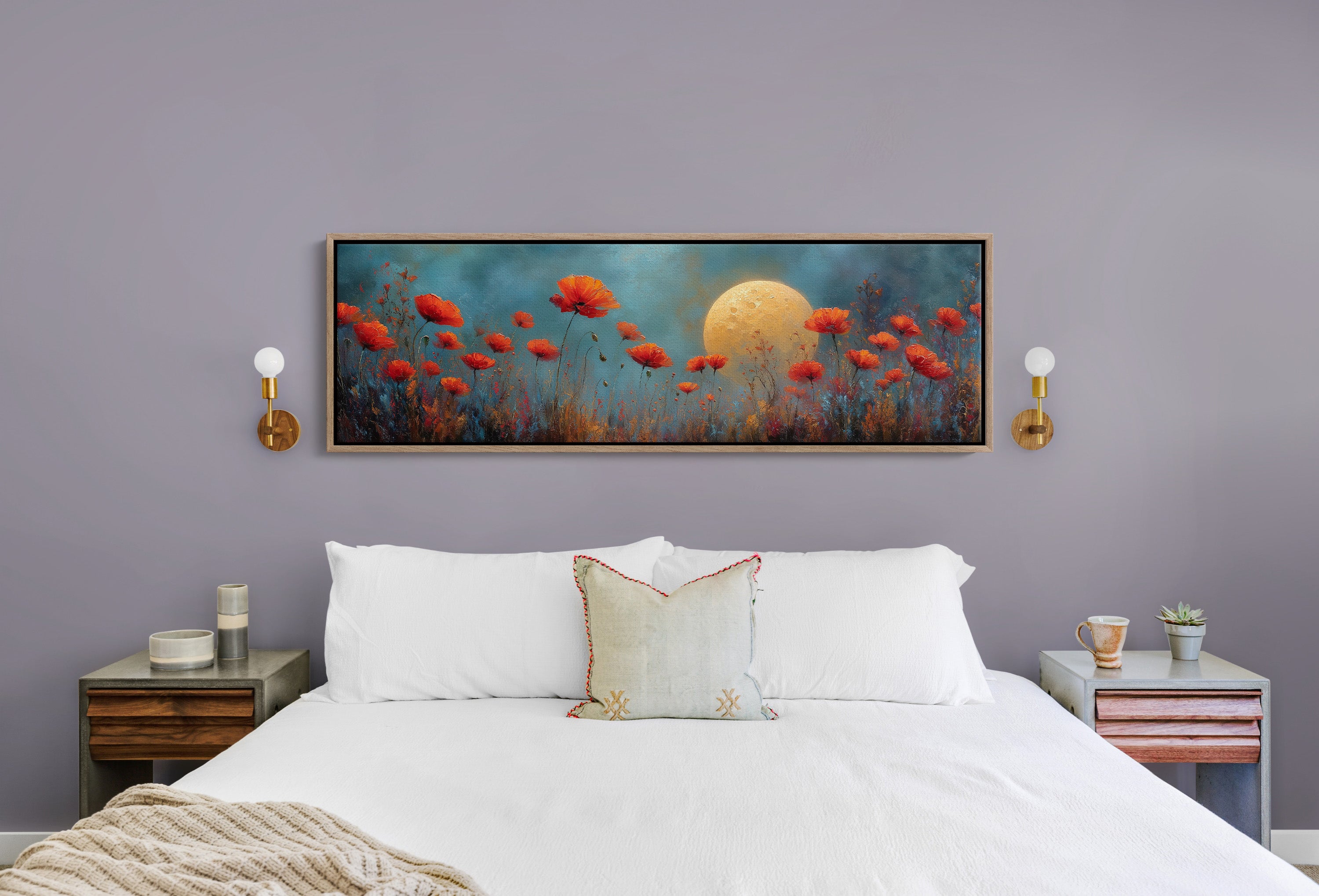 Moonlit Red Poppy Field Dreamscape