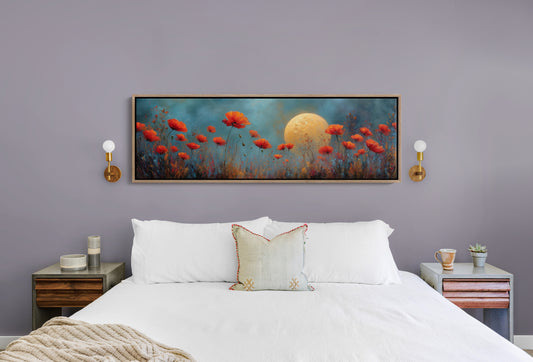 Moonlit Red Poppy Field Dreamscape