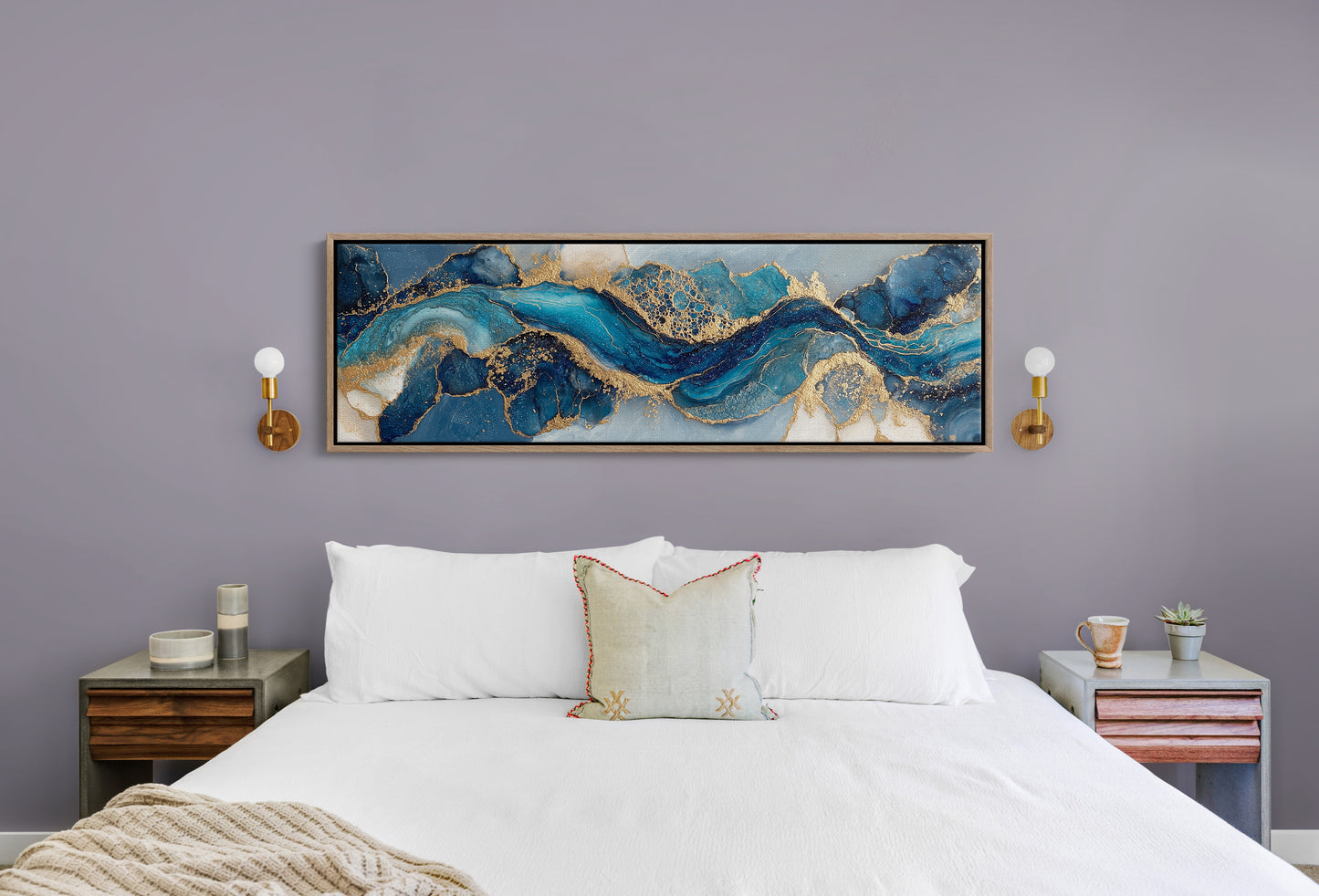 Blue And Gold Abstract Fluid Art