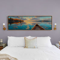 Canoe Drifting Across A Golden Lake