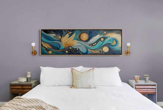 Celestial Currents In Gold And Blue