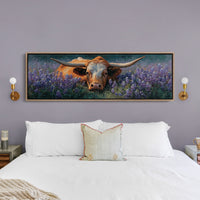 Texas Longhorn Resting in Bluebonnet Meadow