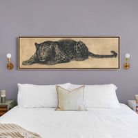 Vintage Leopard Illustration on Aged Paper Background
