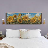 Sunflowers Beneath a Carved Sky