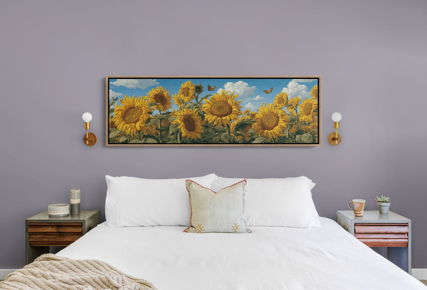 Sunflowers Beneath a Carved Sky