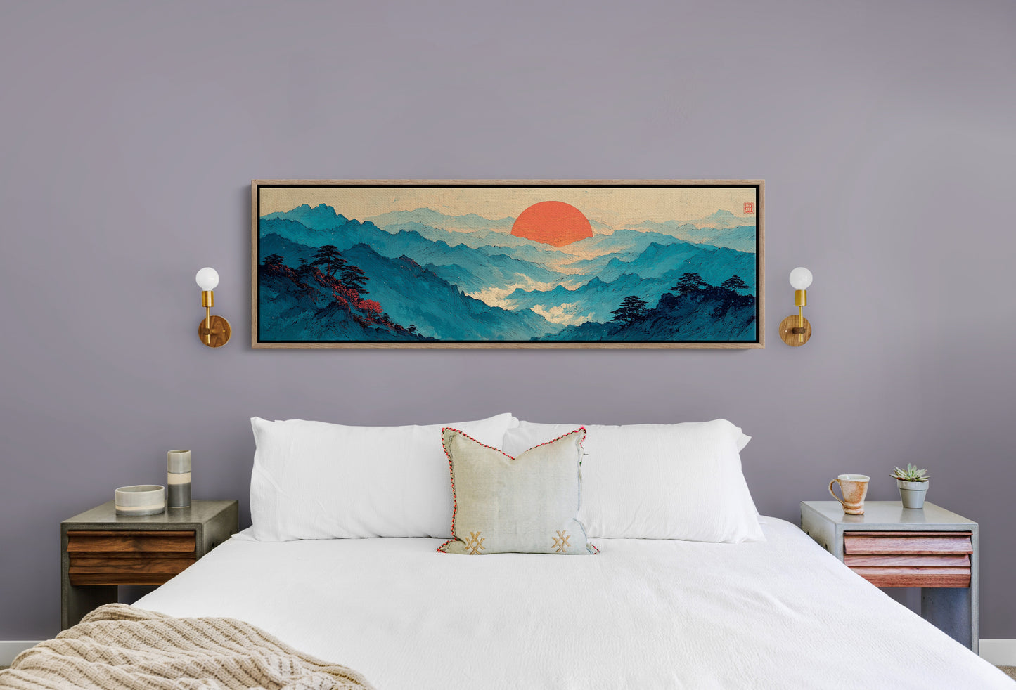 Crimson Sun Over Blue Mountain Seas