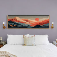Crimson Sun Over Layered Peaks