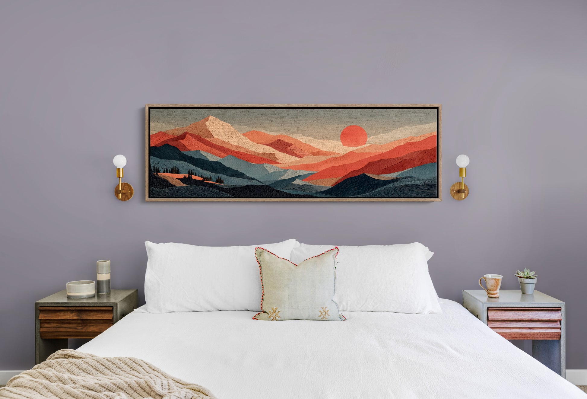 Crimson Sun Over Layered Peaks