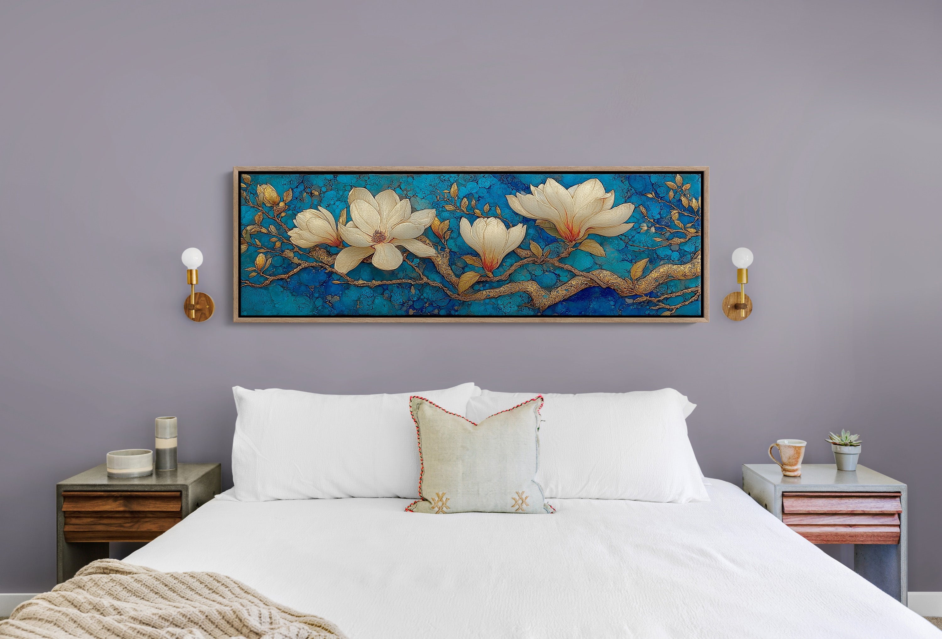 Golden Magnolia on Blue Marble