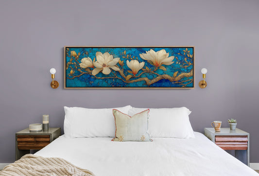 Golden Magnolia on Blue Marble