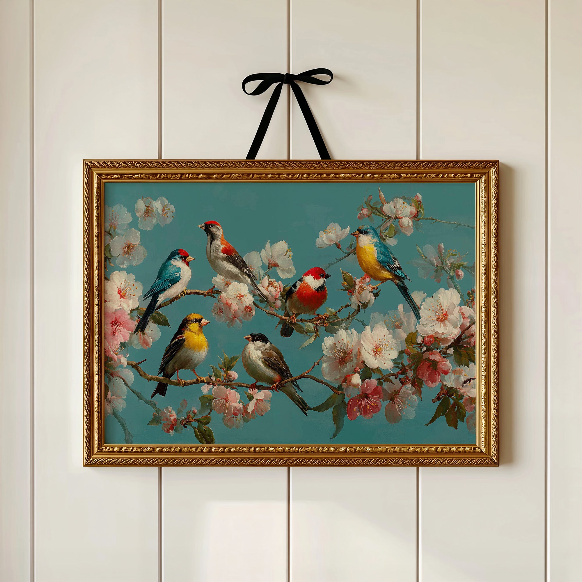 Songbirds Among Spring Blossoms