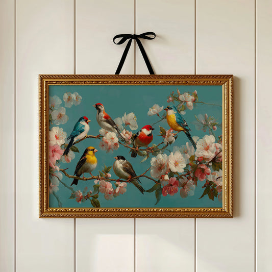 Songbirds Among Spring Blossoms