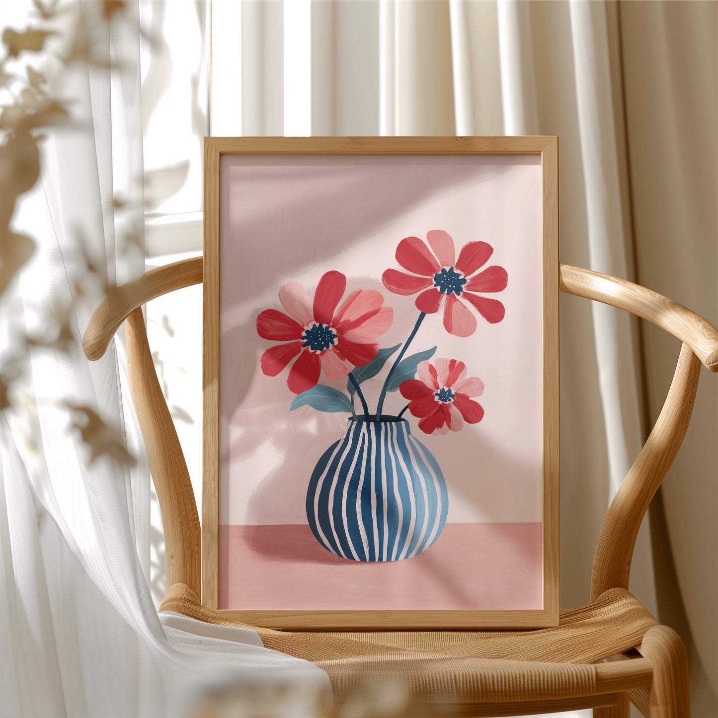 Petals in a Striped Vase