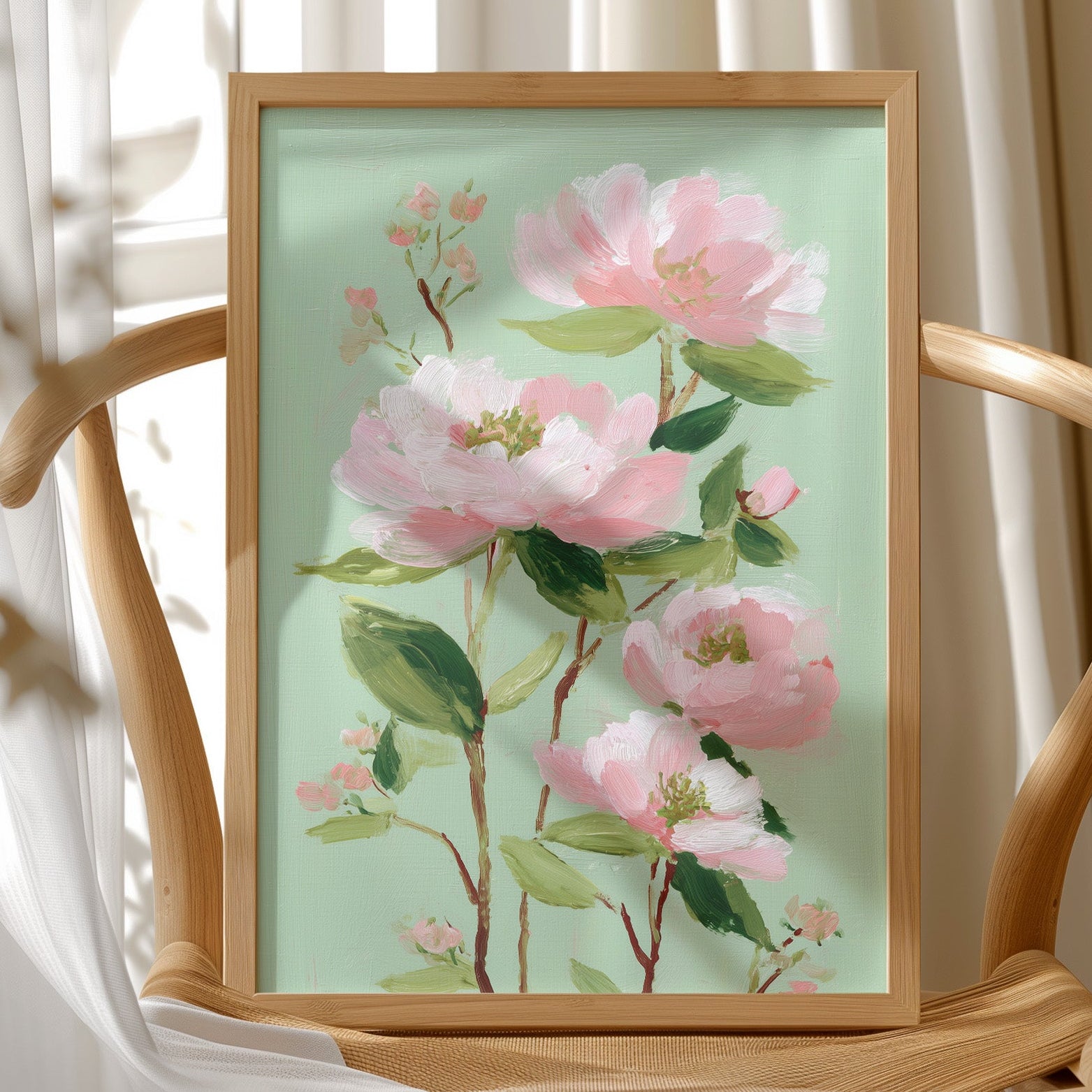 Blush Blooms on Mint