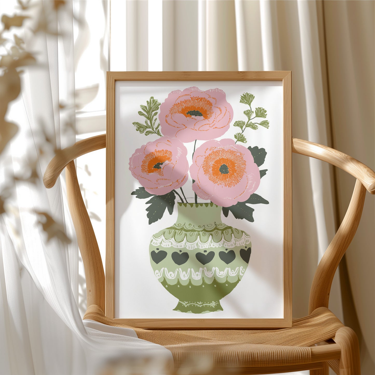 Blush Blooms In Olive Vase