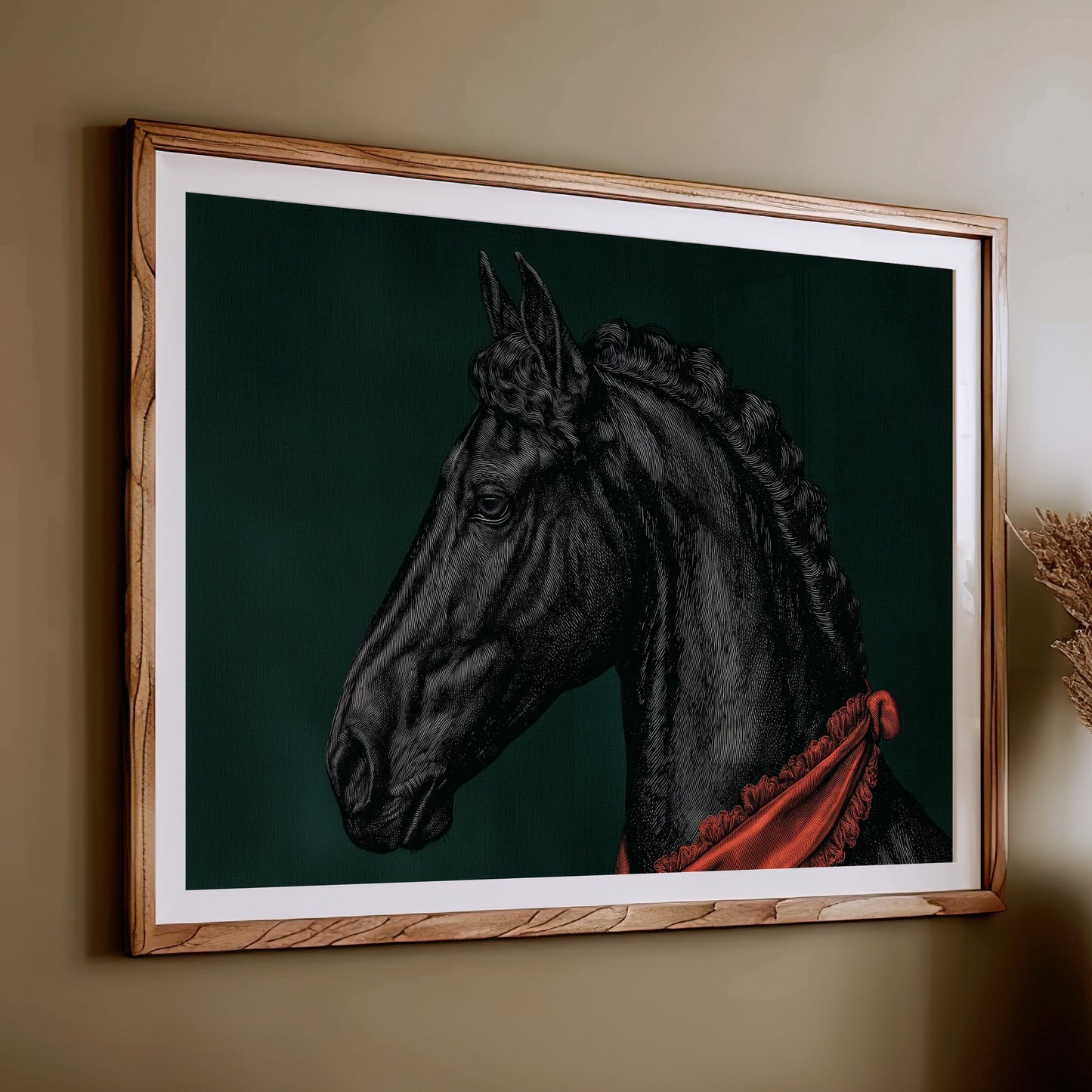 Midnight Stallion in Crimson Silk