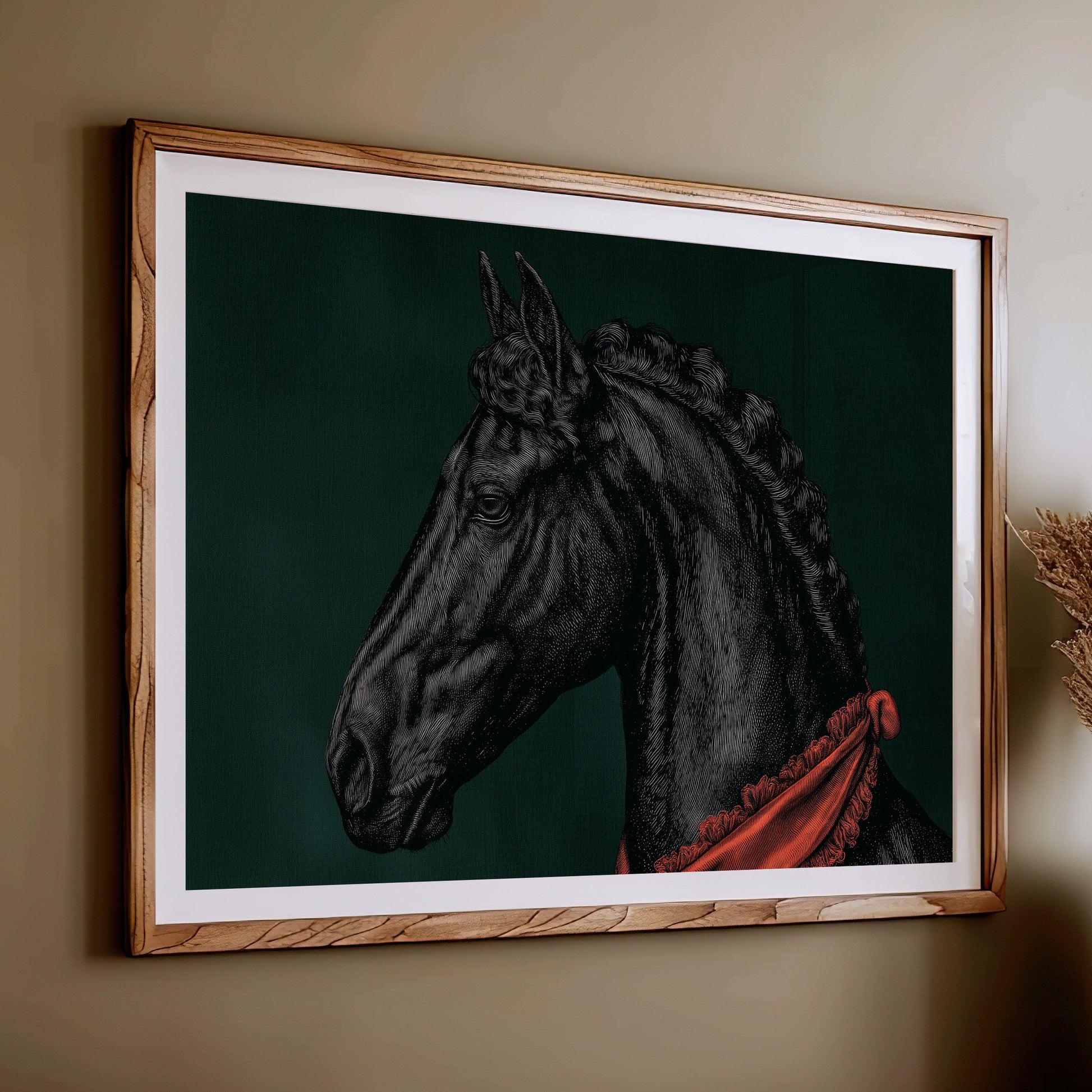 Midnight Stallion in Crimson Silk
