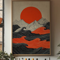 Crimson Sun Over Tidal Lines