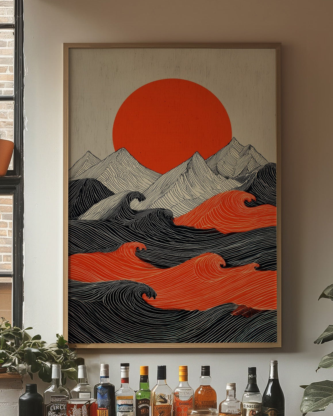 Crimson Sun Over Tidal Lines