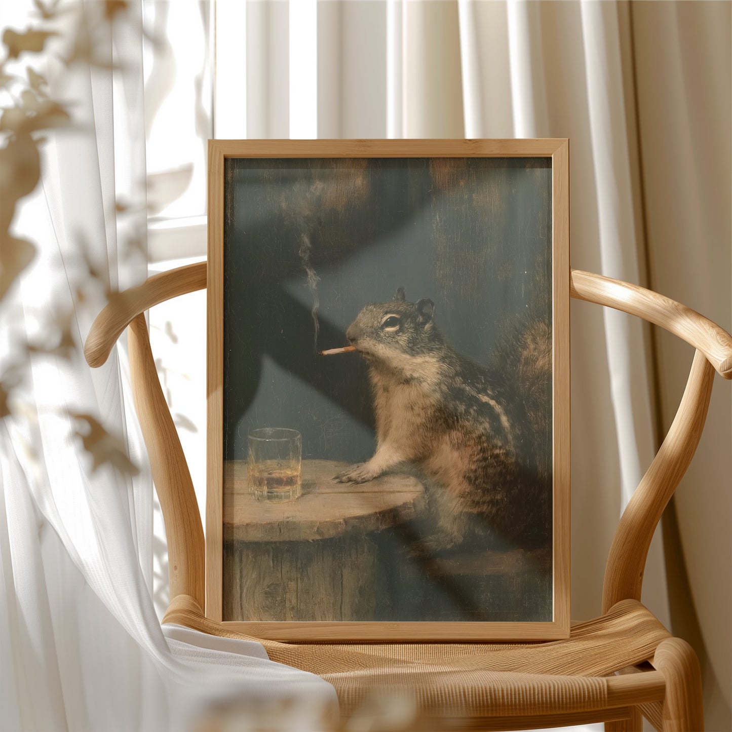 Hard Day at the Acorn Factory: Smoking Squirrel Art