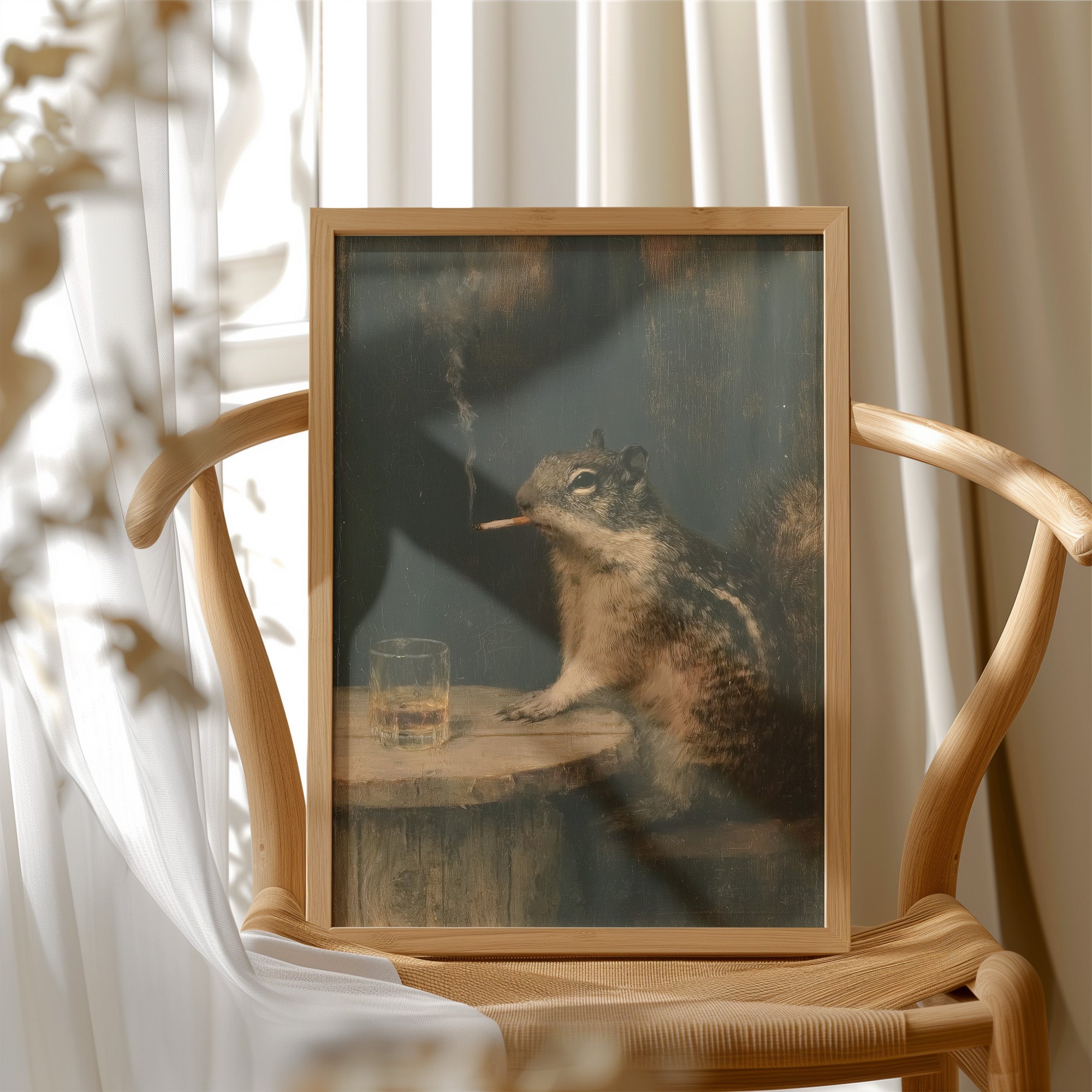 Hard Day at the Acorn Factory: Smoking Squirrel Art