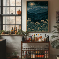 Moonlit Mountains Meet Wildflowers