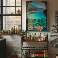 Turquoise Cove Through Granite Window