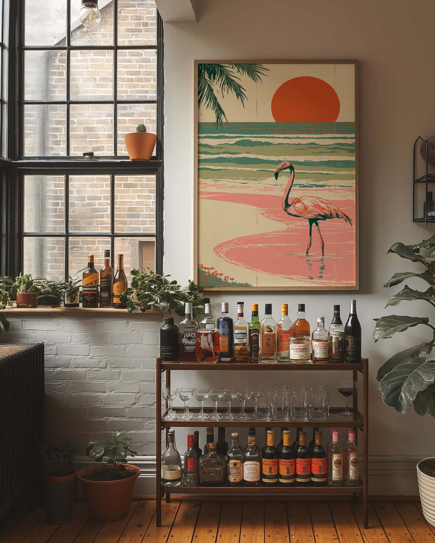 Flamingo Sunset Retro Escape