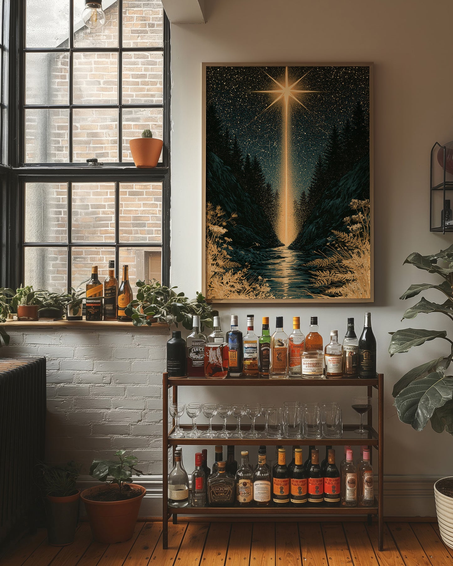 Guiding Star Over Forest Stream