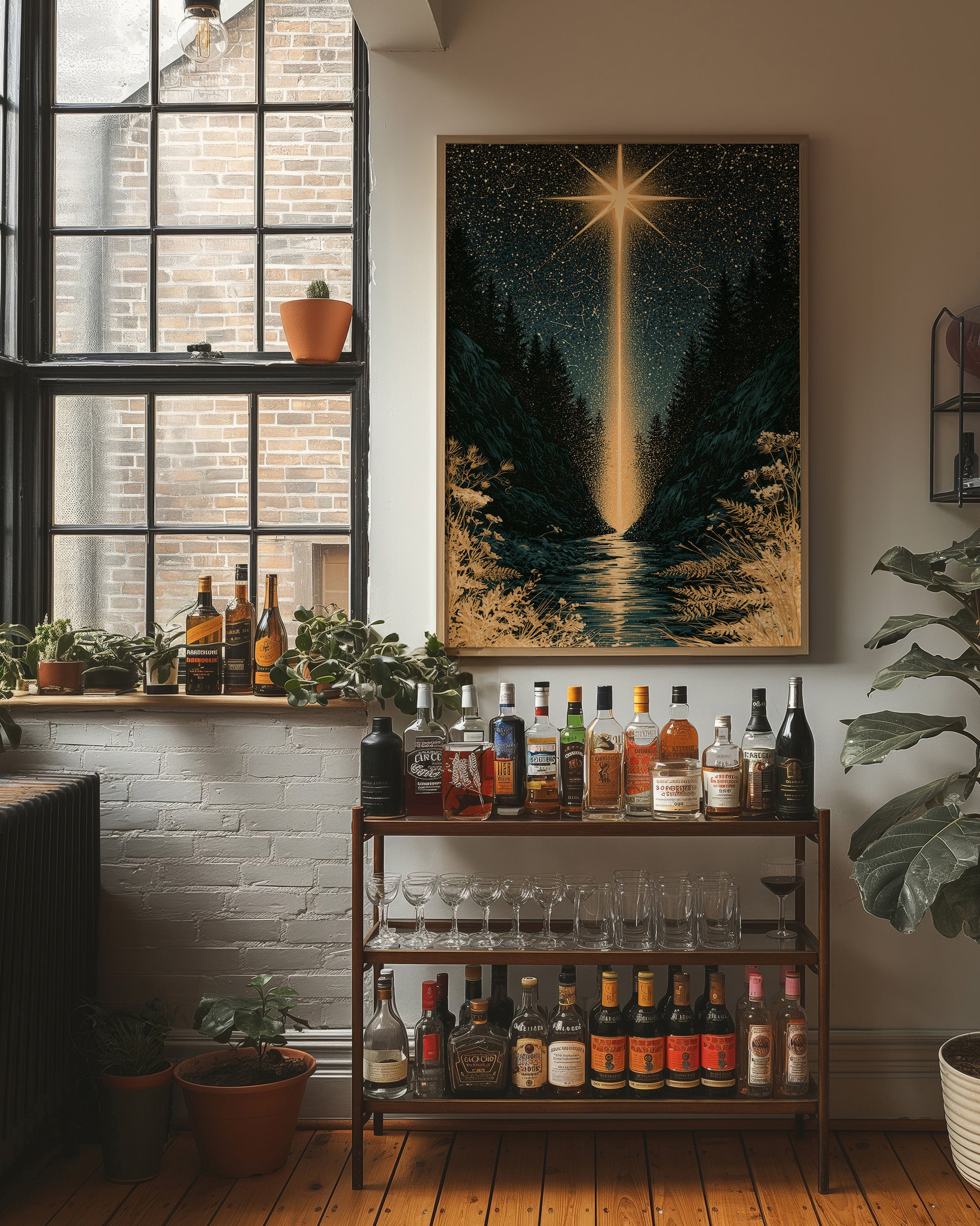 Guiding Star Over Forest Stream