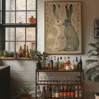 Mirrored Hares In Gold Filigree