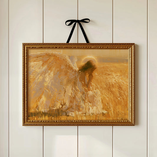 Kneeling in Golden Wheat