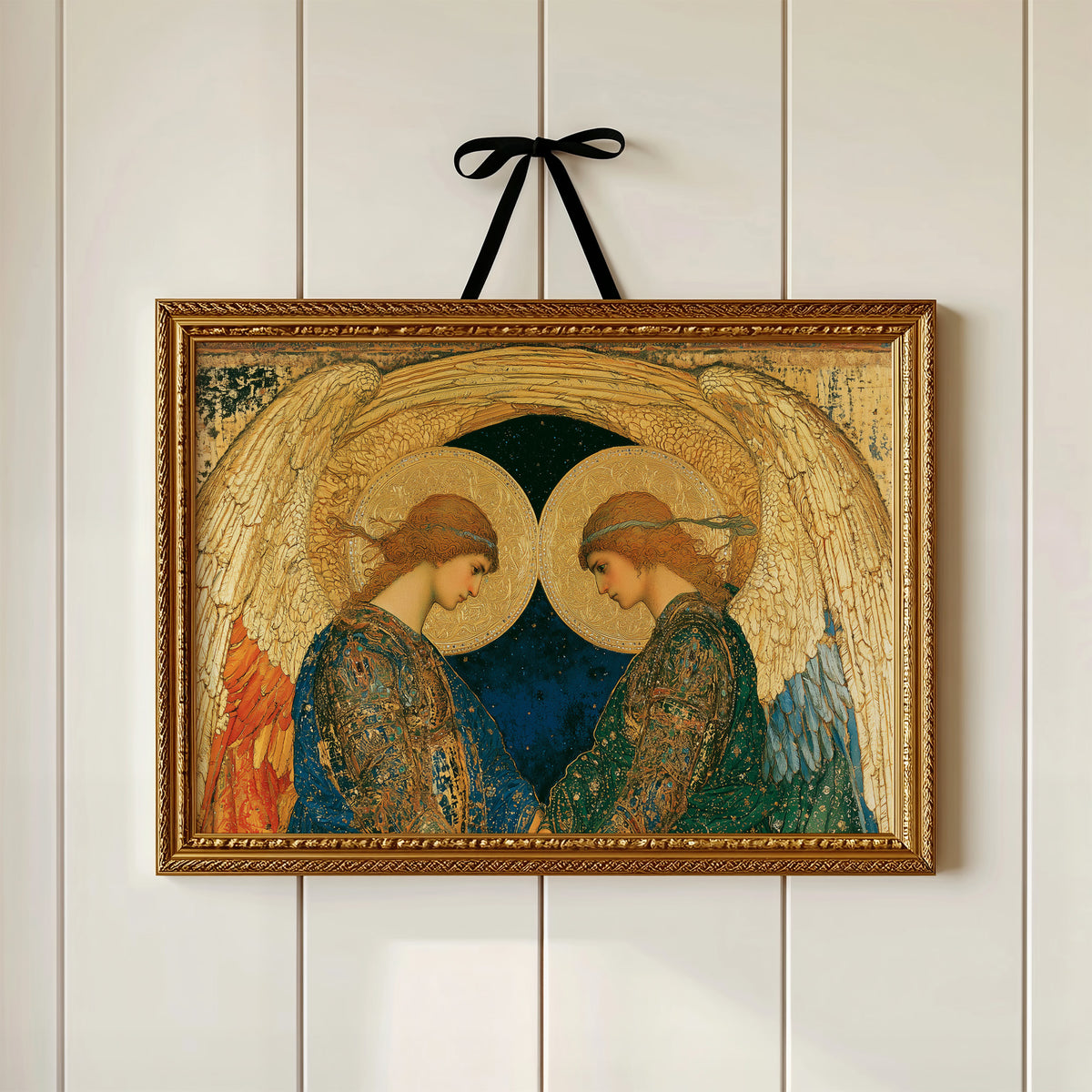 Twin Angels Beneath Golden Wings