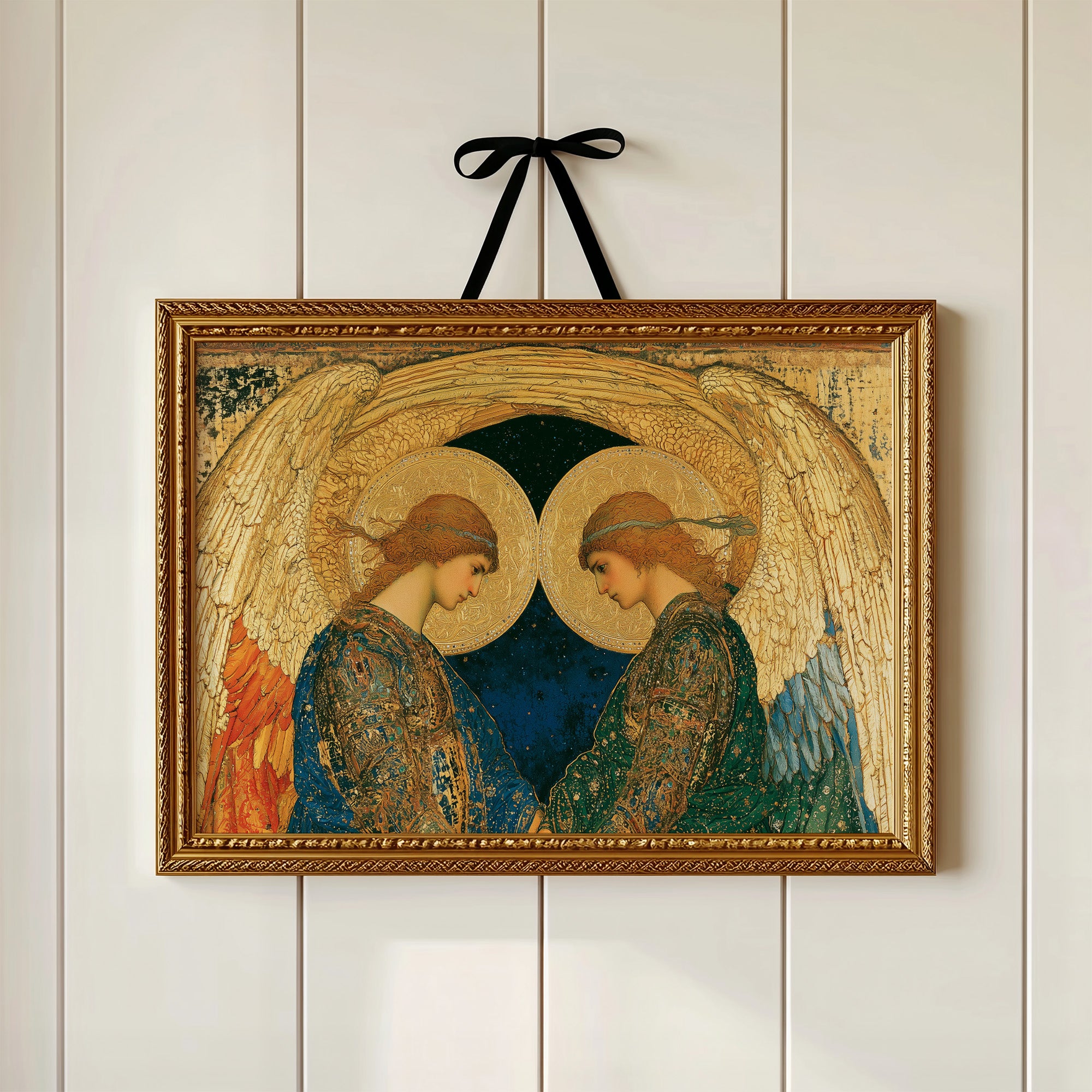 Twin Angels Beneath Golden Wings
