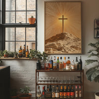 Radiant Cross on Rocky Hilltop