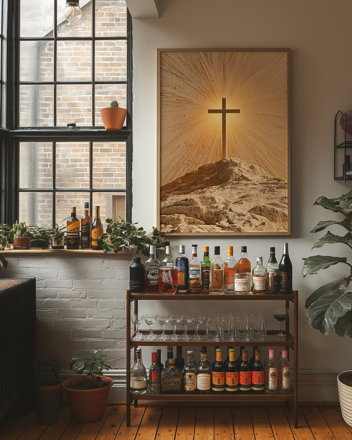 Radiant Cross on Rocky Hilltop