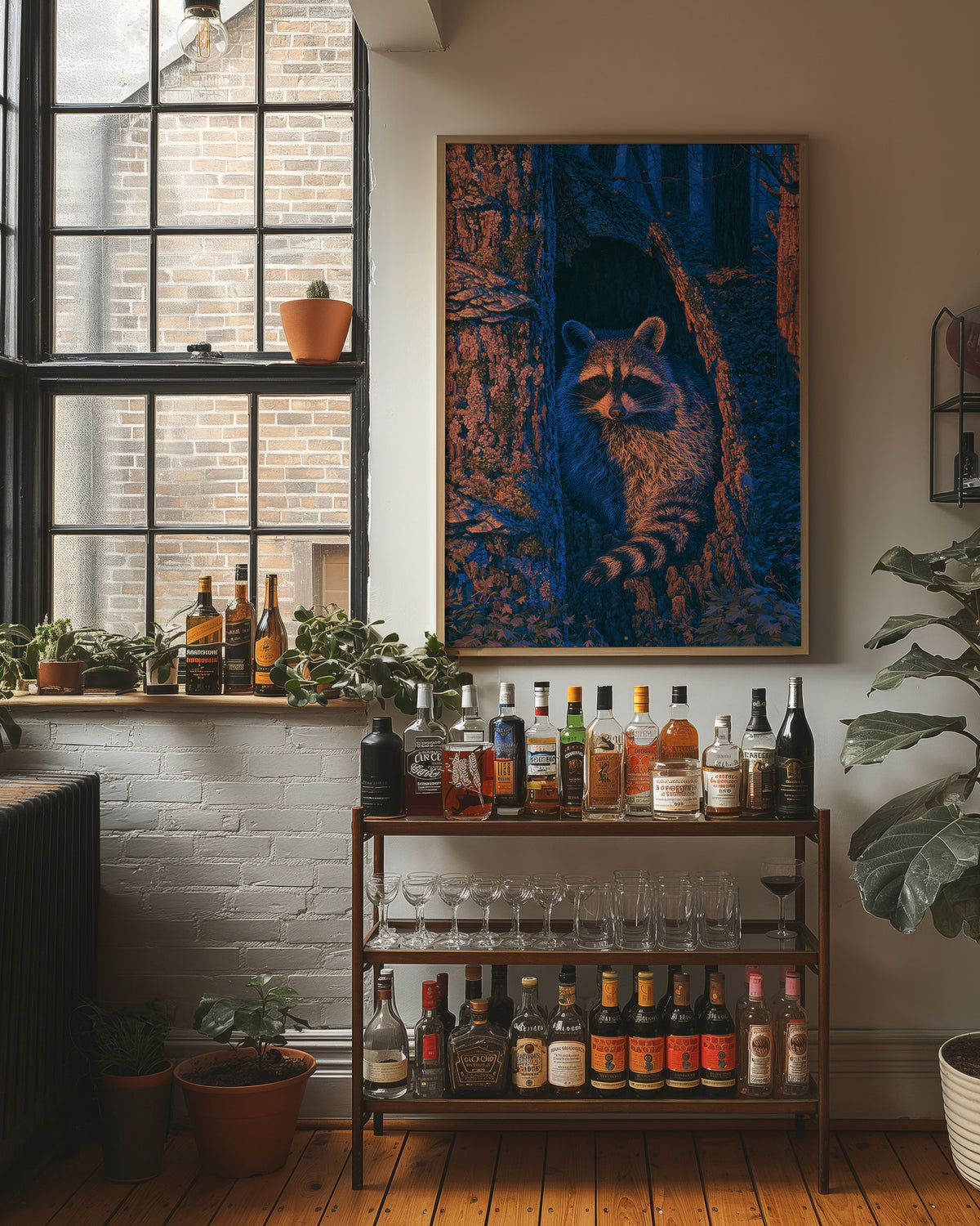 Twilight Raccoon Tree Hollow