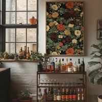 Midnight Chrysanthemum Floral Pattern