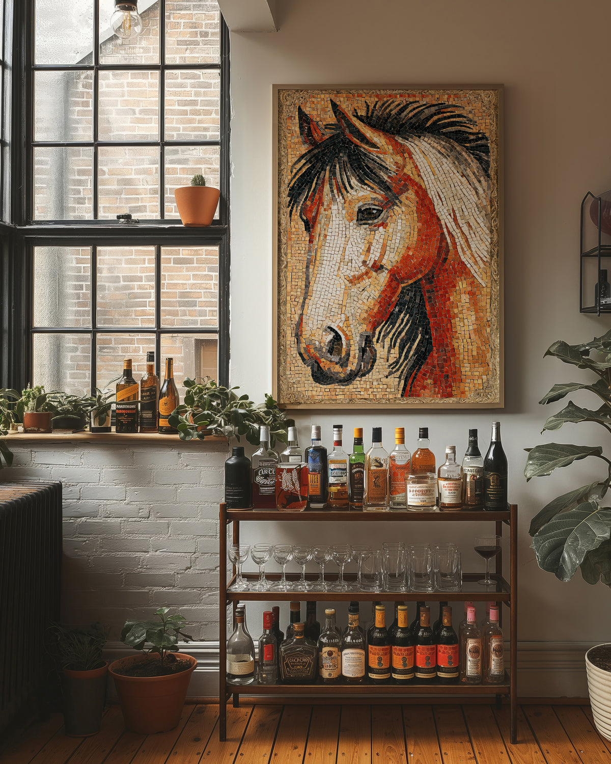 Chestnut Horse Mosaic Portrait