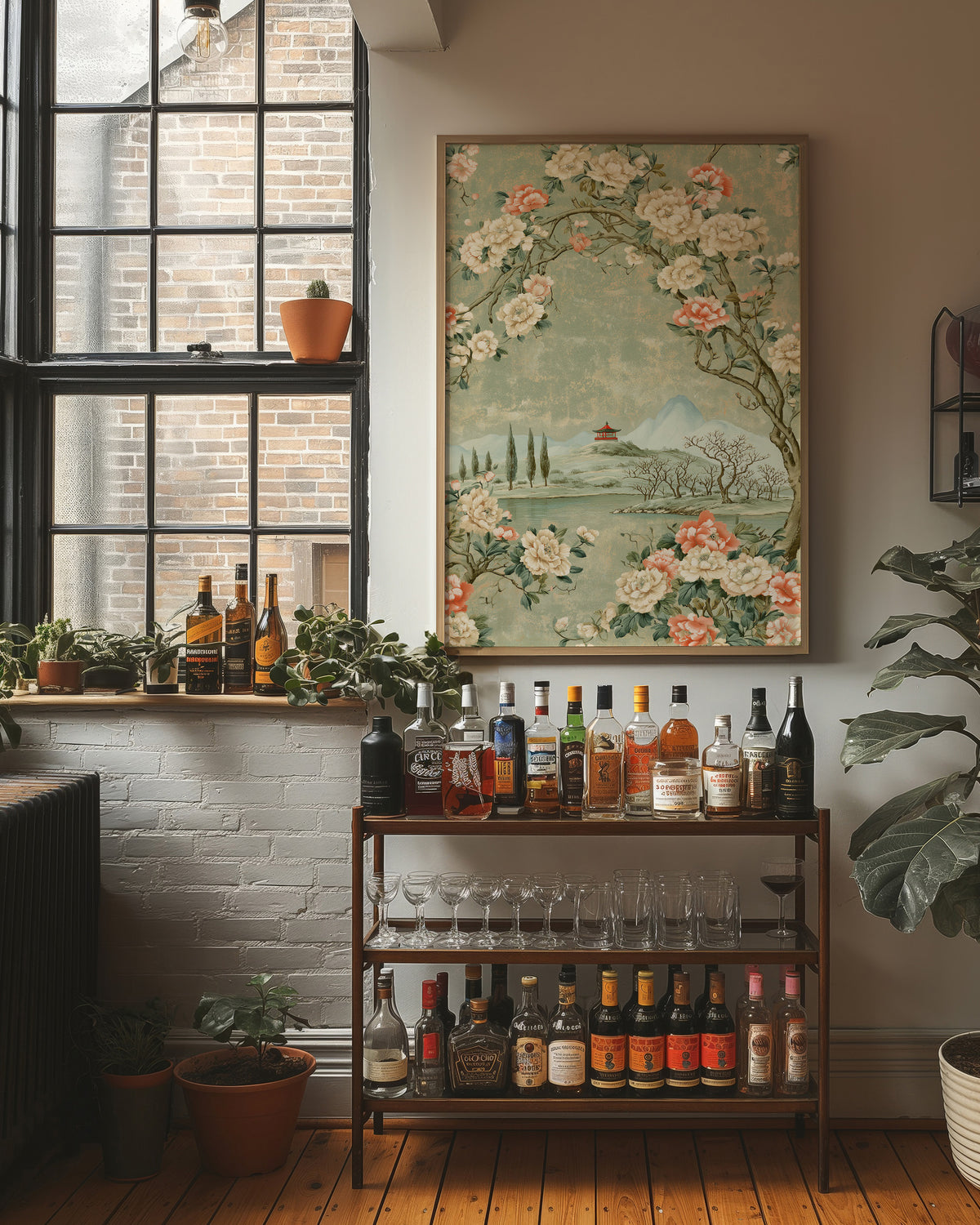 Red Pagoda Hillside Chinoiserie