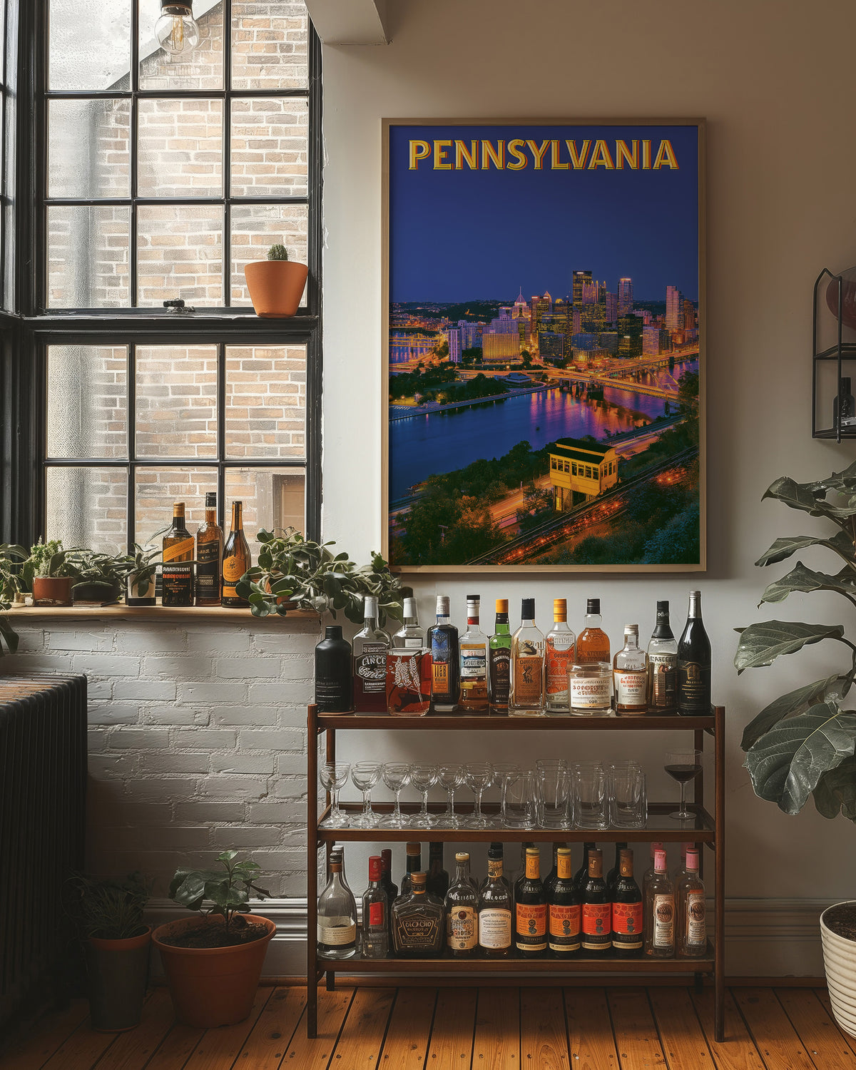 Pittsburgh Skyline Night Incline