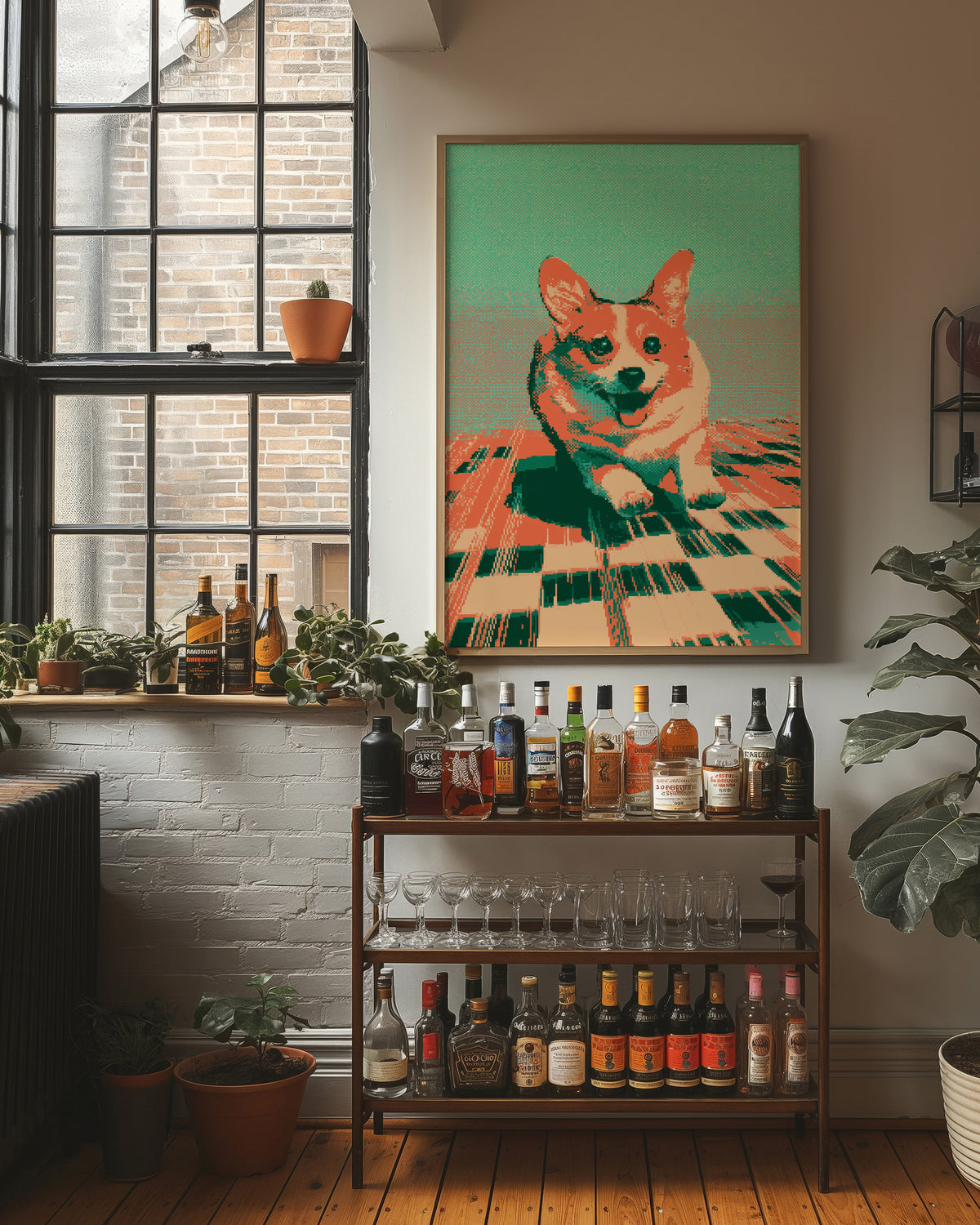 Pixelated Corgi Portrait Pop