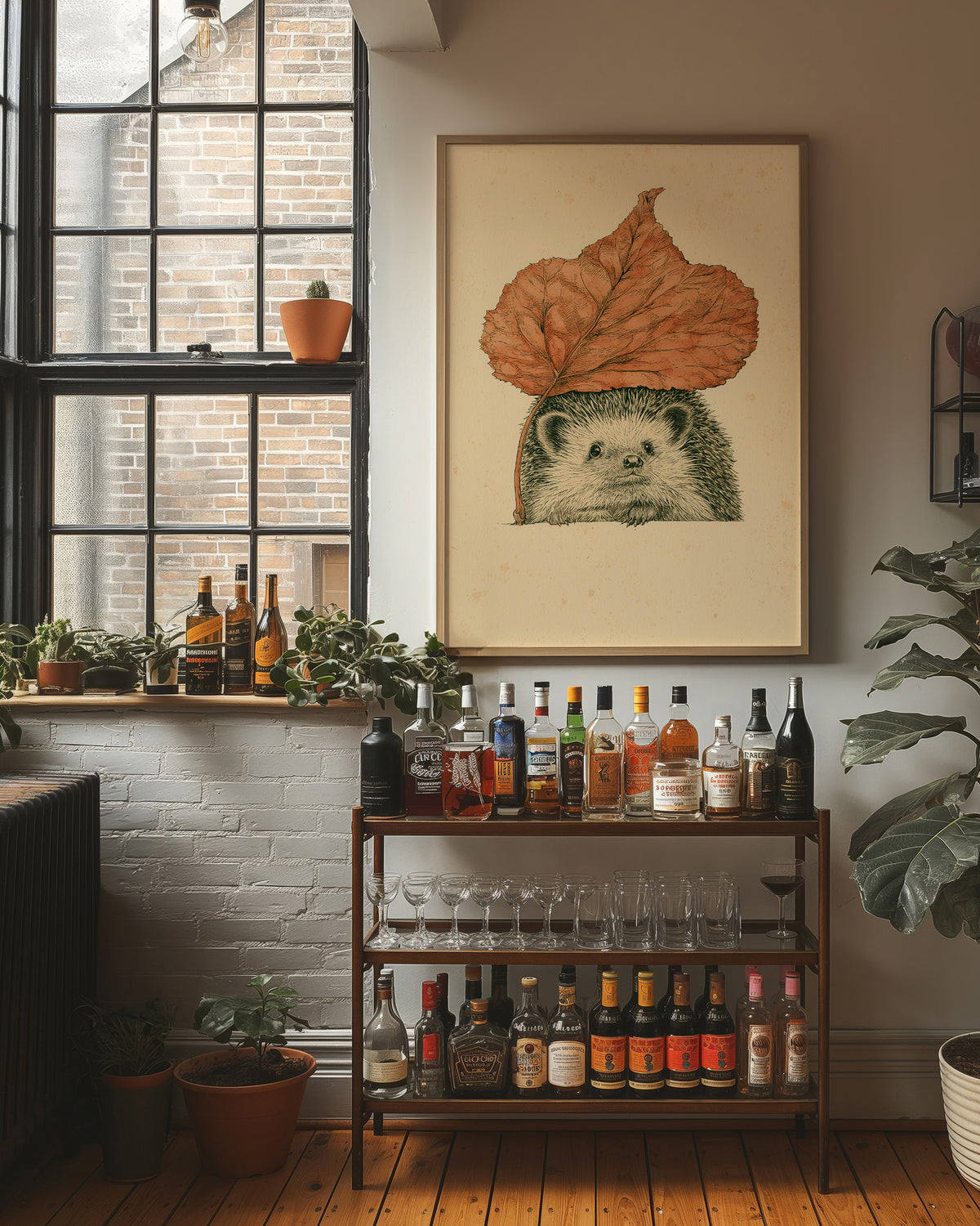 Hedgehog Autumn Leaf Umbrella
